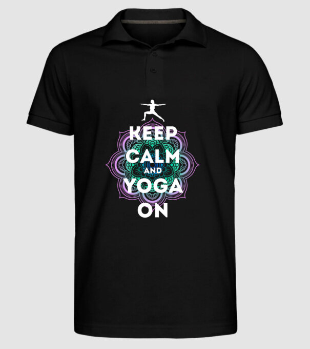 keepcalm yoga white model negru pe tricou