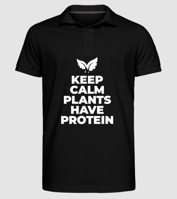 keep calm plant protein model negru pe tricou