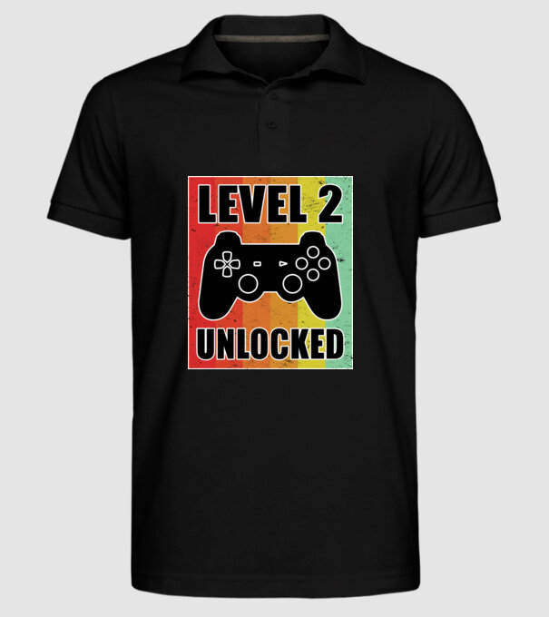 level 2 unlocked retro gamer model negru pe tricou