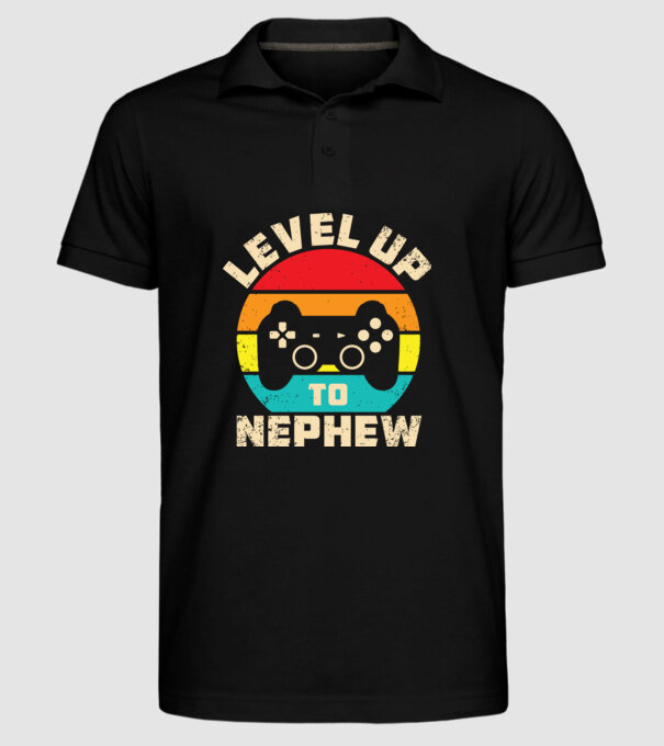 Level Up Nephew model negru pe tricou
