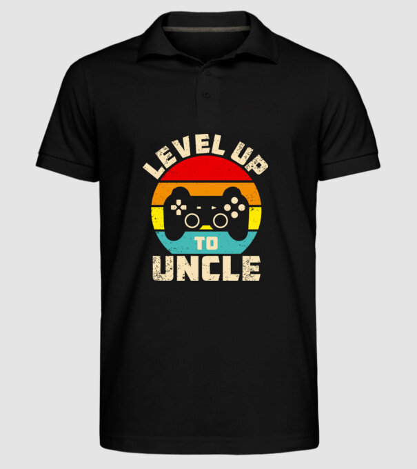 Level Up Uncle model negru pe tricou