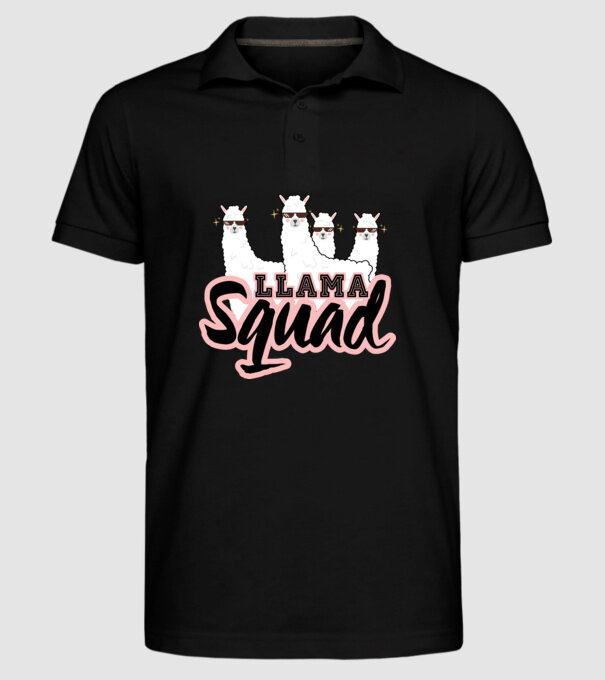 Llama squad model negru pe tricou