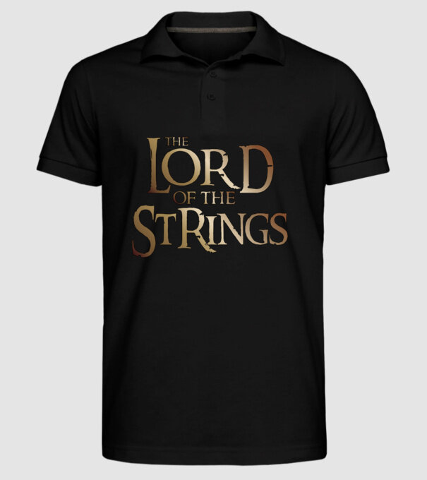 Lord of the Strings model negru pe tricou