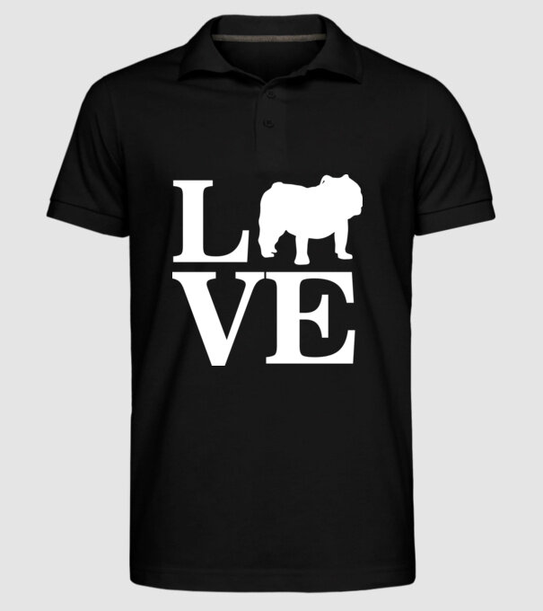 LOVE BULDOG ENGLEZESC model negru pe tricou