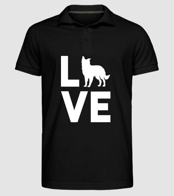 LOVE Border Collie model negru pe tricou