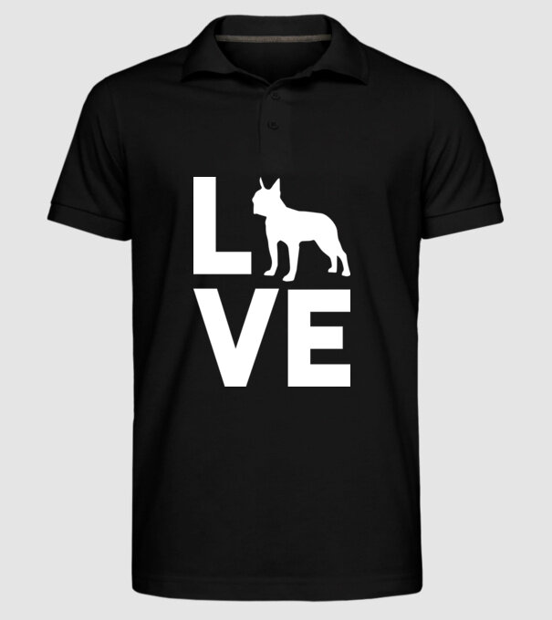 LOVE Boston Terrier model negru pe tricou