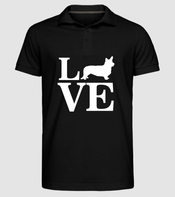 LOVE CORGIE model negru pe tricou
