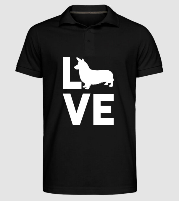 LOVE Corgie model negru pe tricou