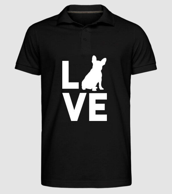 LOVE Bulldog francez model negru pe tricou
