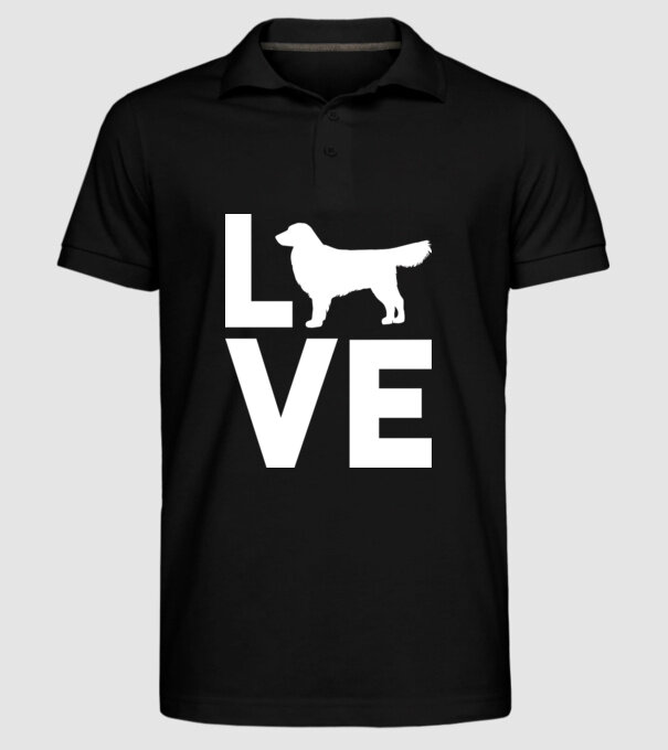 LOVE Golden Retriever model negru pe tricou