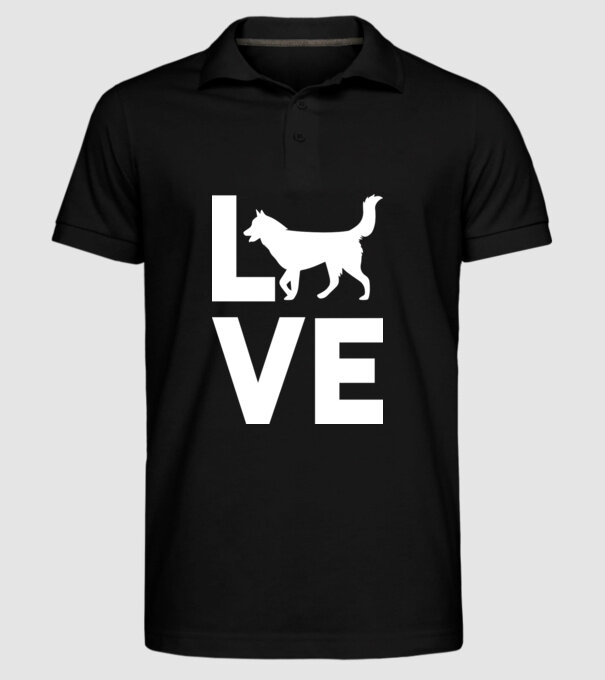 LOVE Husky model negru pe tricou