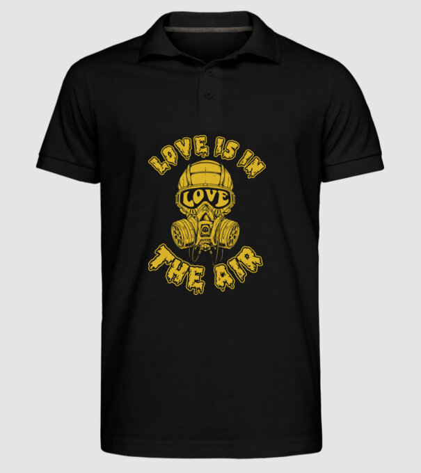 Love is in the air yellow model negru pe tricou