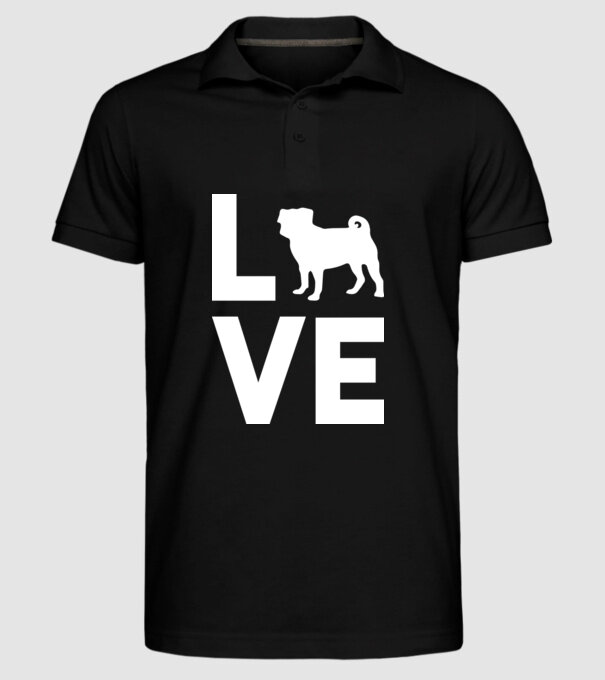 LOVE Mops model negru pe tricou