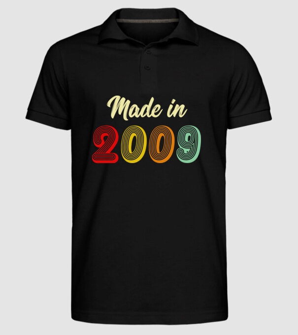 made in 2009 retro model negru pe tricou