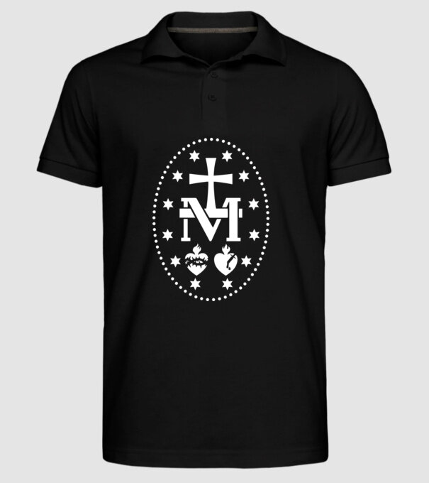Simboluri medalie Maria model negru pe tricou
