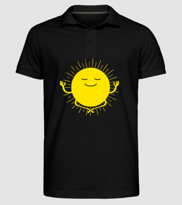 Soare meditând model negru pe tricou