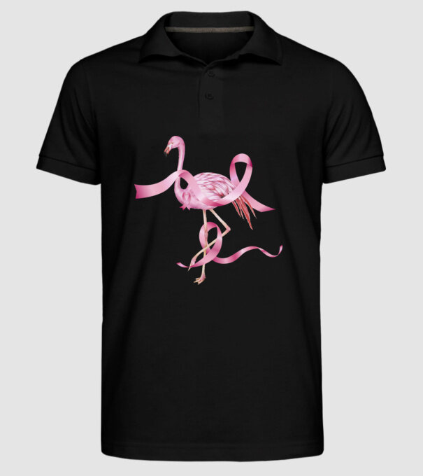 Împotriva Cancerului de sân flamingo model negru pe tricou