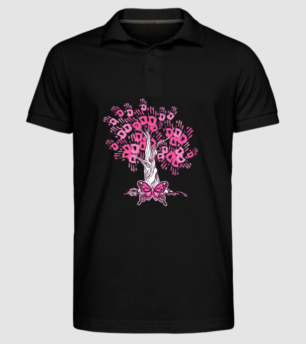 Copac cu fluture lupta împotriva cancerului de sân model negru pe tricou