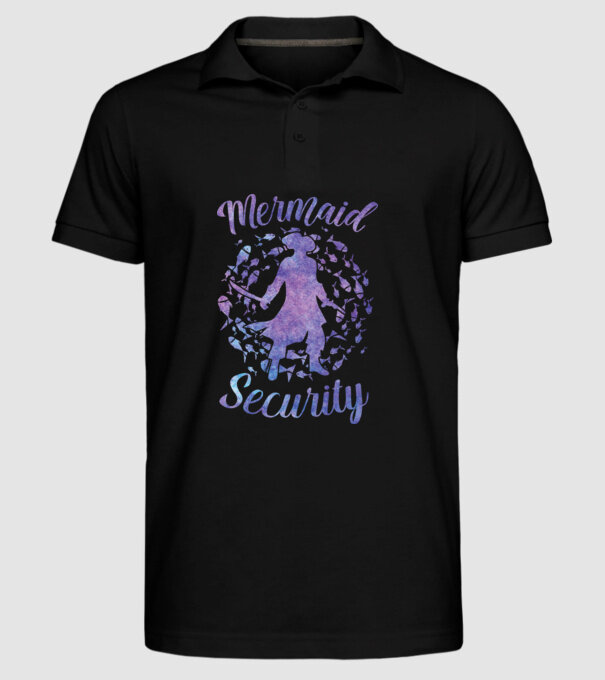 Mermaid Security boys aquarell model negru pe tricou