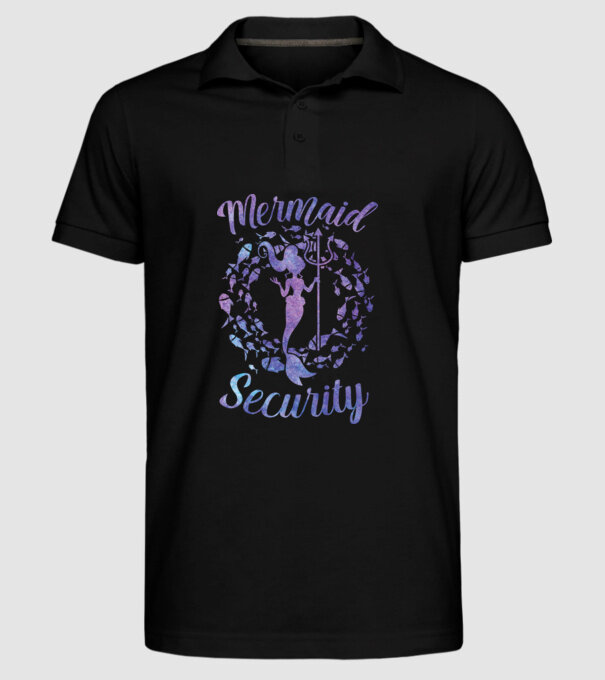 Mermaid Security girls aquarell model negru pe tricou
