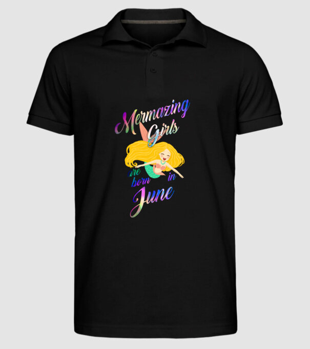 Mermazing girls are born june model negru pe tricou