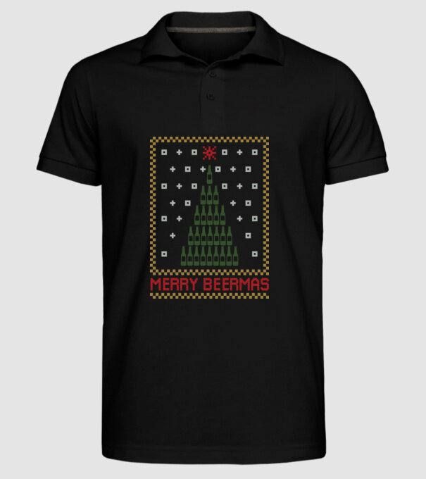 Merry Beermas model negru pe tricou