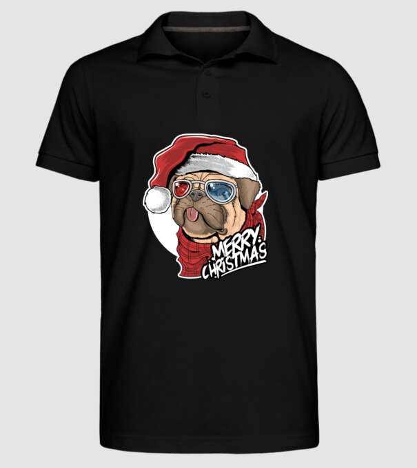 Merry Christmas Mopsz model negru pe tricou