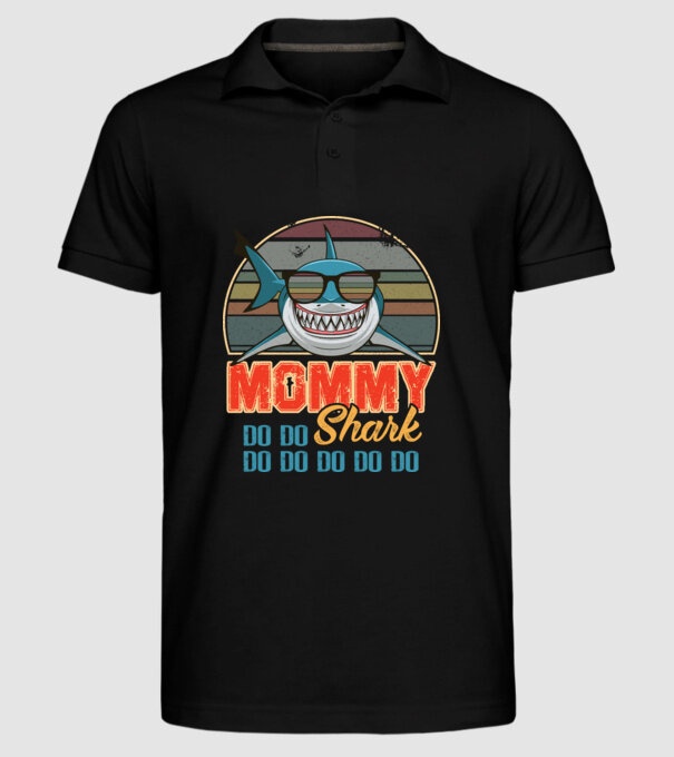 Mommy Shark model negru pe tricou
