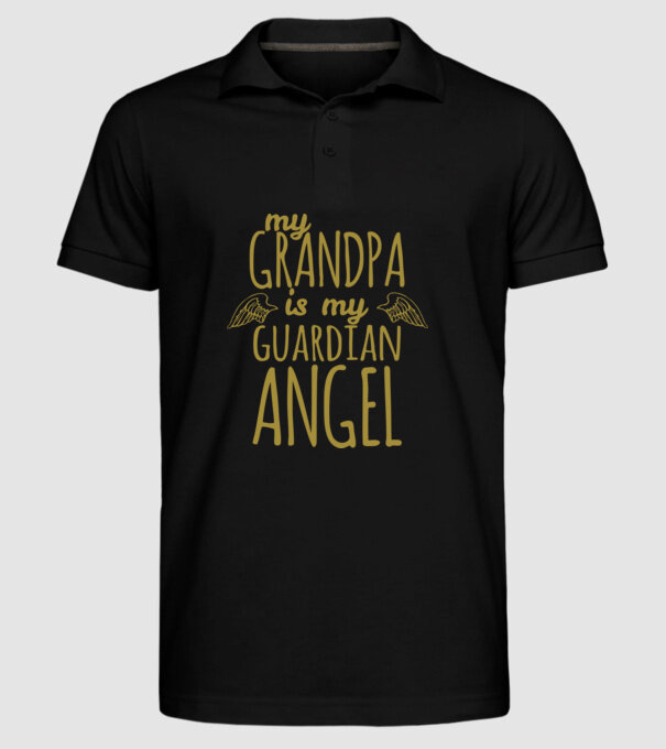 My grandpa is my guardian angel model negru pe tricou