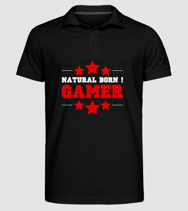 Natural born gamer model negru pe tricou