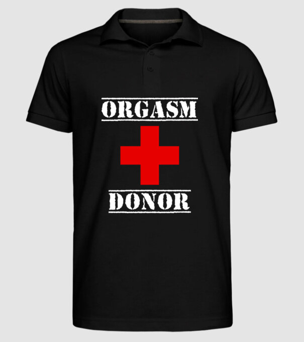 Orgasm Donor model negru pe tricou