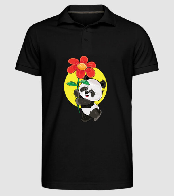 Dragoste panda model negru pe tricou