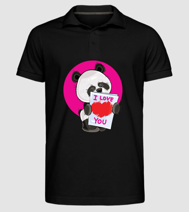 dragoste panda model negru pe tricou