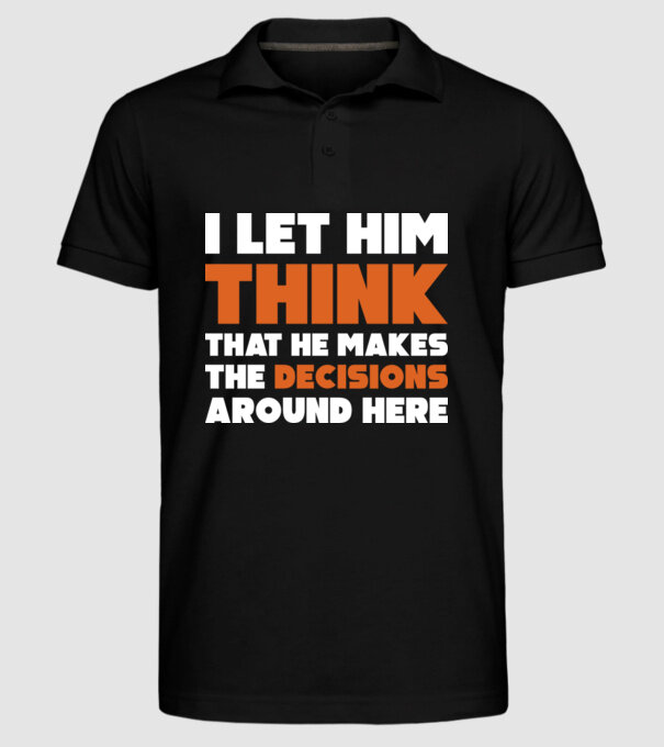 Motiv cuplu I let him think model negru pe tricou