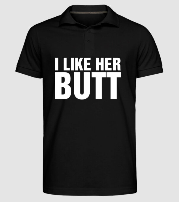 Motiv cuplu I like her butt model negru pe tricou