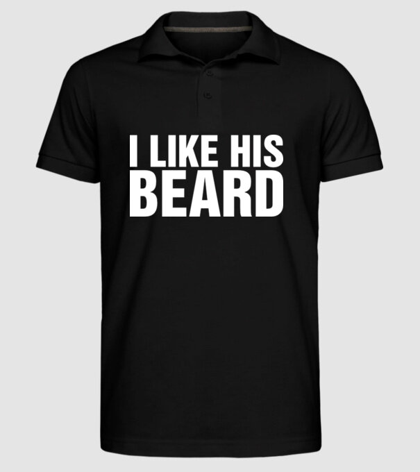 Motiv cuplu I like his beard model negru pe tricou