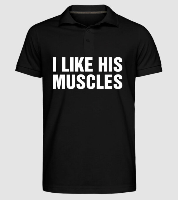 Motiv cuplu I like his muscles model negru pe tricou