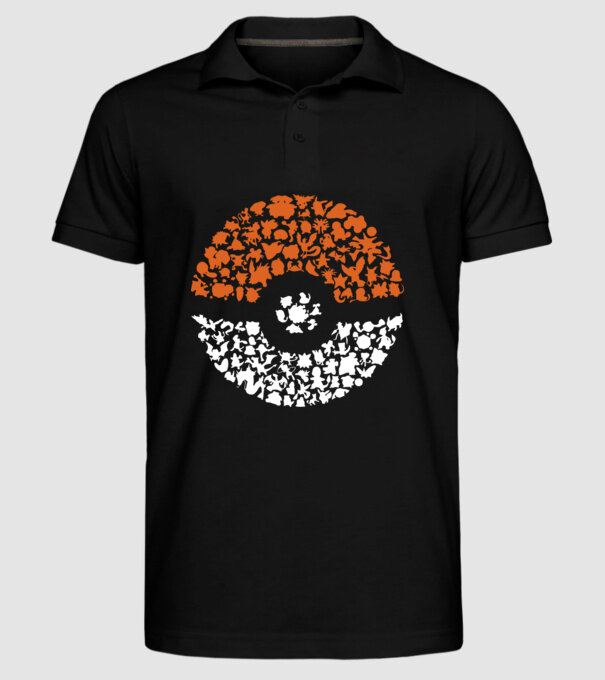 Pokeball model negru pe tricou