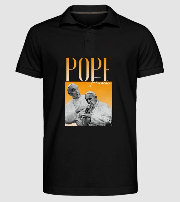 Pope Frances 90s poster model negru pe tricou