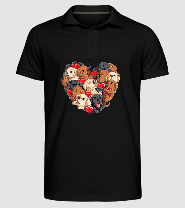 Puppy Heart model negru pe tricou