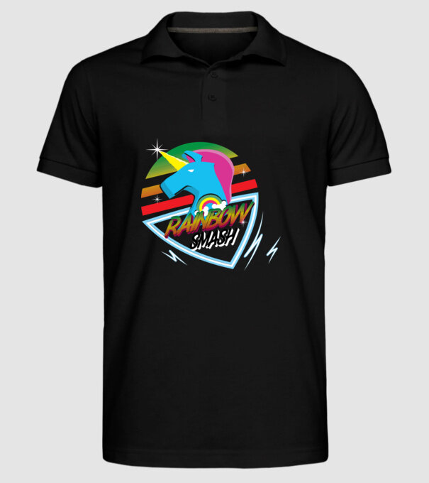 Rainbow smash model negru pe tricou
