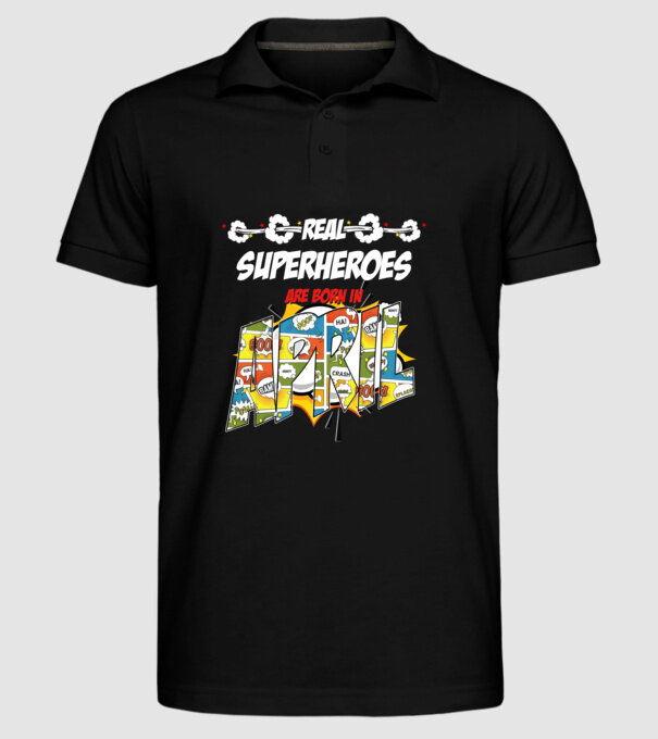 real superheroes are born in april model negru pe tricou