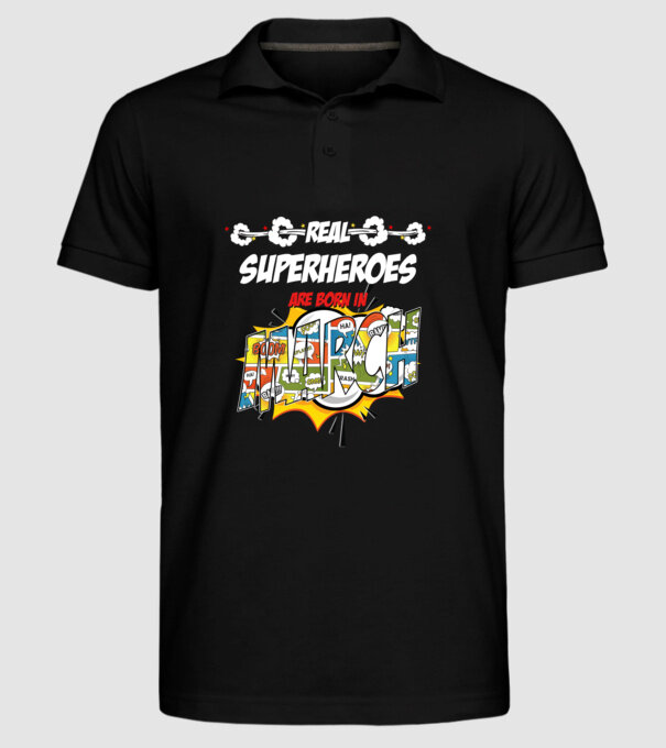 real superheroes are born in march model negru pe tricou
