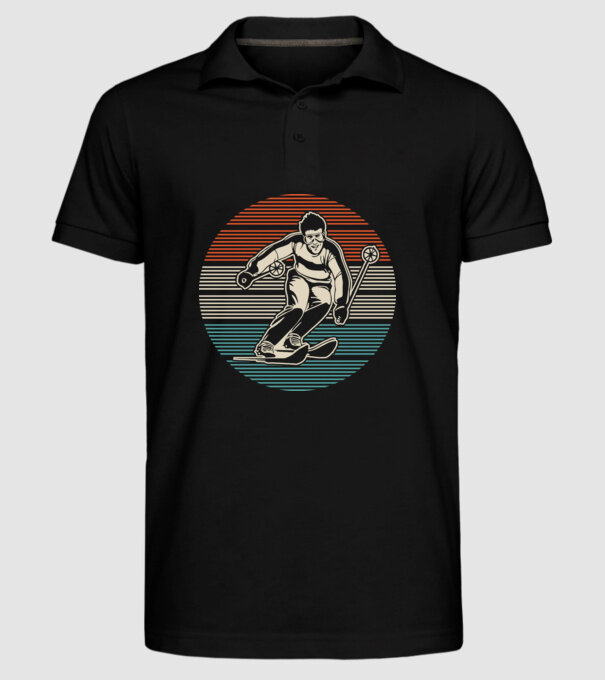 Retro circle ski model negru pe tricou