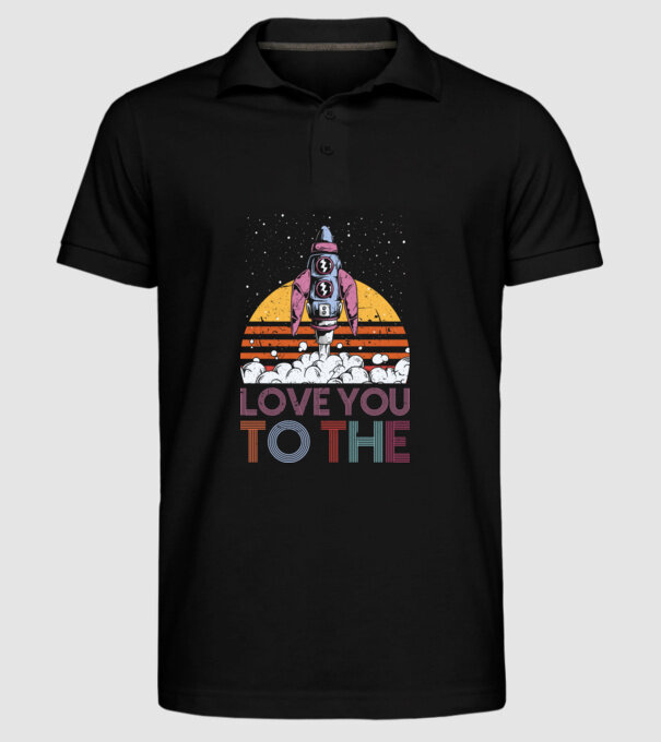 Retro vintage love you to the moon and back ROCKET model negru pe tricou