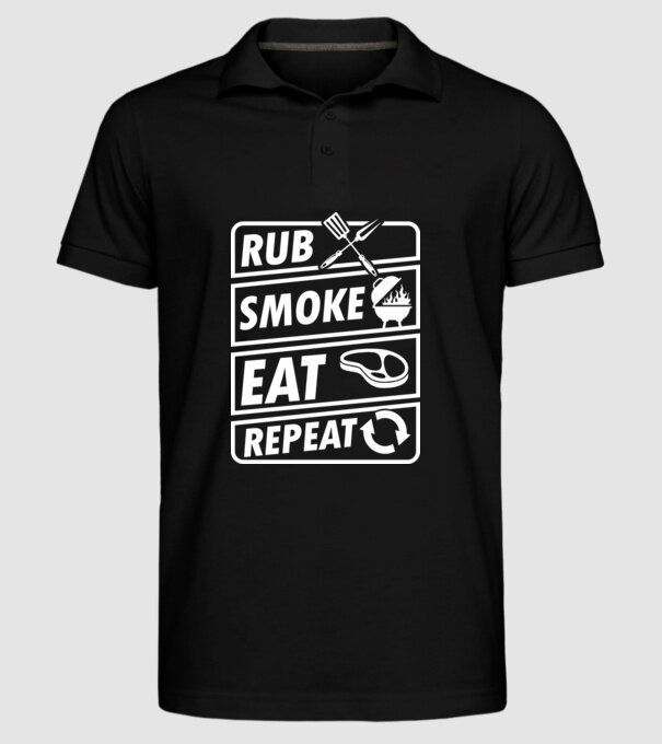 Rub Smoke Eat Repeat model negru pe tricou