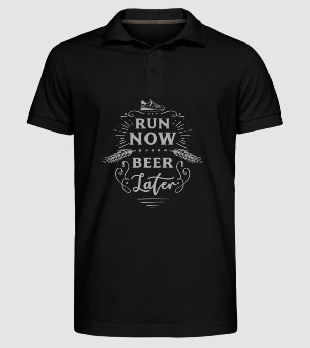 Run now beer later vintage model negru pe tricou