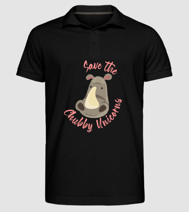 Save the chubby unicorns model negru pe tricou