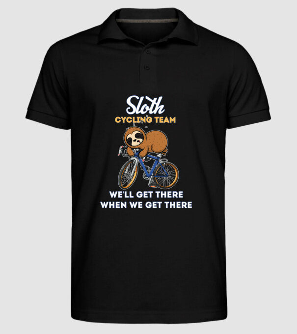 Sloth cycling team model negru pe tricou