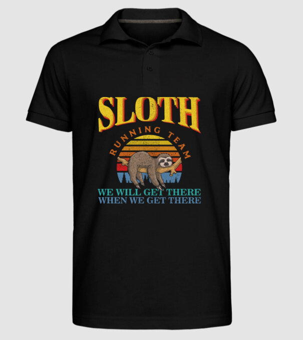 sloth running team retro model negru pe tricou